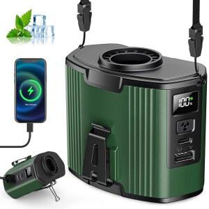 (40시간 냉각) 휴대용 허리 선풍기 충전식, 17,000RPM 고속, 10배속 개인 착용형 바디 및 랜야드, 3-in-1 목 선풍기, 캠핑, 야외, 잡사이트, 여행용 벨트 클립