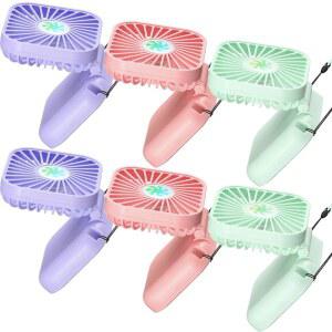 Hortsun 6개 미니 휴대용 선풍기 벌크 개인 목 소형 접이식 핸즈프리, 여행 여름 콘서트 휴가용 USB 충전식 선물 야외 3 스피드(비비드 컬러)