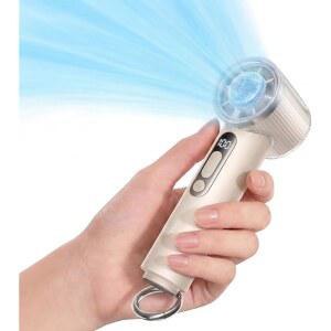 얼음 냉각기가 장착된 TORAS COOLiFY iva 휴대용 선풍기, [냉동 50F], 0-100 조절 가능 속도, 5000mAh 충전식 초미니 강력 여행 필수품용 손 여성용 선물, 보리