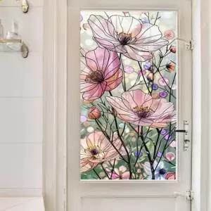 빈티지 벽장식 플라워 스티커 인테리어 무접착 유리 필름