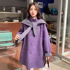 엘럽 여사친 모직 야구 점퍼 큐티핏 후드 리버시블 코트에 도톰한 코트 원템1