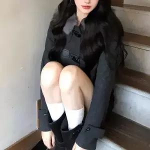 엘럽 여자 모직 빈티지 하이넥 점퍼 후드 쇼트 코트 야구 원템1