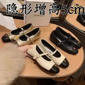 여자 스트랩힐 플랫 속가보시 슈즈 펌프스 퀼팅 배색 메리제인 양가죽 OP5