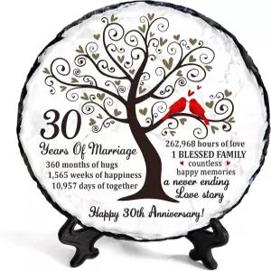 보즈스파서 펄 커플 슬레이트 플레이트 - 부모님과 위한 30주년 결혼 선물 독특한 디어 기념 장식 명판