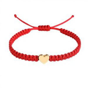 EQBIO 핸드메이드 스트링 팔찌, 행운의 부적과 보호의 의미를 지닌 14K 금도금 조절 가능한 브레이드 주얼리, 커플, 자매 및 친구에게 완벽한 크리스마스 선물 발렌타인데이 선물