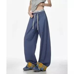 스콕 남성용 팬츠 캐주얼 여름 배기핏 롤업 자수 커프스 체크 와이드 순면 발아 JEN2