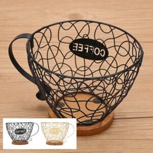 커피 캡슐 홀더 정리함 나무 받침대 메탈 보관 바구니 주방 조리대용