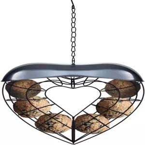 KALLAK 매달린 야생 조류 먹이기 수트볼 새 디스펜서 외부용 홀더 뚱뚱한 하트 모양