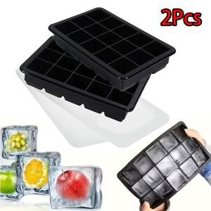 [호환품]15칸 실리콘 아이스 큐브 몰드 대형 트레이 재사용 가능 내구성 바 펍 위스키 칵테일 블록 메이커