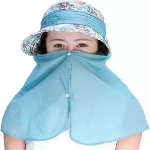 여성 여름 선햇 와이드 롤업 선바이저 모자와 넥 쉴드 커버 아웃도어 사이클링 UV 자외선 차단 블록
