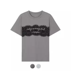 [꼼빠니아] 레이스 레터링 반팔 티셔츠_CADU5-WKS160