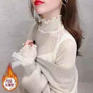 익일출고 가을 겨울 세라믹 망사 도트 레이스 시스루