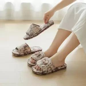 꽃무늬 3중 순면 거실화 실내화 3종 세트 폭신한 면 슬리퍼 쿠션화