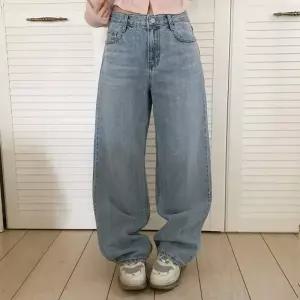 [다잇템] 여성 일상 라이트블루 빅사이즈 프리미엄 청바지