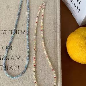 컬러 비즈 초커 목걸이 여름 청량 데일리 포인트 유리 수정 키치 해변 휴양지