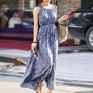 캐주얼 여성 휴양지 패션 민소매 롱원피스 치마 (HSJ-WFB87C4)