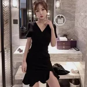 검정원피스 언발 옆트임 숏원피스 리스트원피스 (HSJ-WCB2EC0)