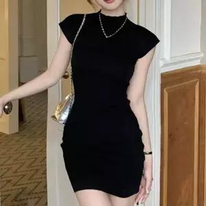 여리핏 하이넥 블랙 슬림 미니원피스 모임 데이트룩 (HSJ-WFIT54O)