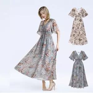 꽃무늬 롱 원피스 랩원피스 (HSJ-WFFJZWH)