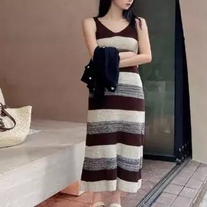 데일리룩 배색 여성 민소매 원피스 나시 니트 (HSJ-WFGEML9)