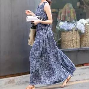 숄더 리본 포인트 슬리브리스 민소매 롱 원피스 (HSJ-WE63071)