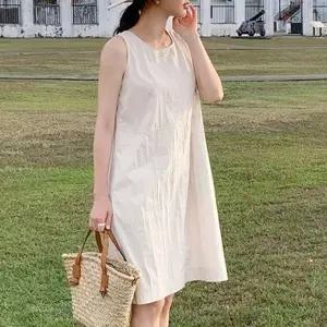 여름 린넨 나시 원피스 라운드넥 휴양지 원피스룩 (HSJ-WFI15VT)