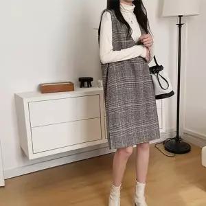 민소매 체크 단정한원피스 원피스 H라인 (HSJ-WF55112)