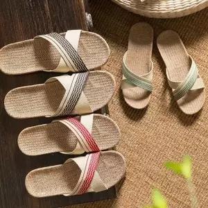 준캡 거실실내화 왕골슬리퍼 물결엑스선