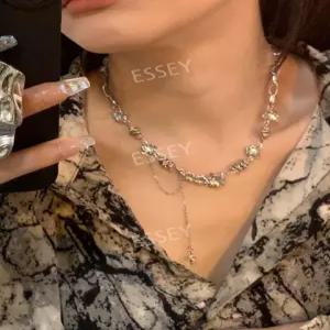 비즈목걸이 비즈 초커 가벼운 원석 고급 목걸이 사치 스플 개성 심플한