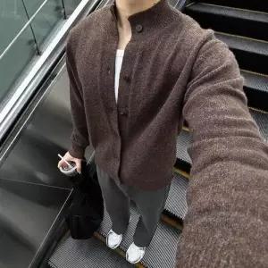 가을 빈티지 니트 혼방 반폴라 남자폴라니트 카디건 ible3