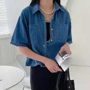 여성 여름 데님 반팔 셔츠 청 남방 NB0114S 빅사이즈 루즈핏