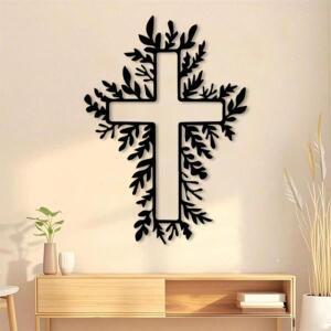 1PC 빈티지 십자가 벽 장식 블랙 종교 금속 예술 철제 고딕 교회 부활절 크리스마스 선물