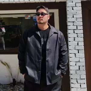 남자 빅사이즈 오버핏 트랙 라인 긴팔 셔츠 버튼 자켓 셋업 HD 봄 가을 사계절 트레이닝 무지 운동복 세트 큰옷