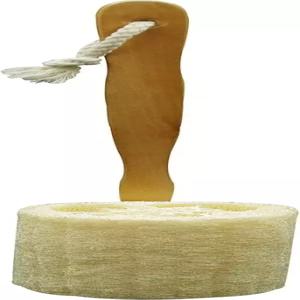 천연 각질 제거 루파 백 스펀지 스크러버 브러시와 긴 나무 손잡이 스틱 홀더 바디 샤워 목욕 스파 팩 1개