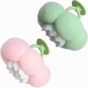 2026 초부드러운 꽃 모양 흡입 컵 목욕 스펀지 업그레이드된 2in1 공 각질 제거 수세미 청소 브러시 메시