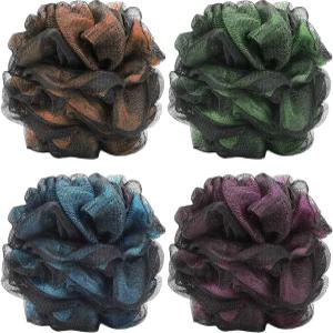 루파 스펀지 60g/피스 목욕 파우치 샤워 바디 스크러버 각질 제거 팩 4개