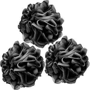 루파 목욕 샤워 스펀지 바디 스크러버 75g XL 각질 제거 메시 푸프 부케 여성용 블랙 대형 3팩