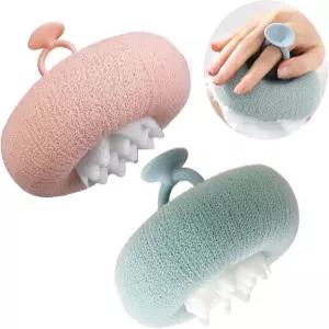 슈퍼 소프트 해바라기 흡입 컵 목욕 공 2025 업그레이드된 2in1 각질 제거 스펀지 청소 브러시 메시 샤워