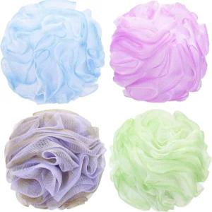 티베스트맥스 4팩 목욕 스펀지 파우치 샤워 루파 바디 스크러버 각질 제거제 60g/피스 4가지 색상