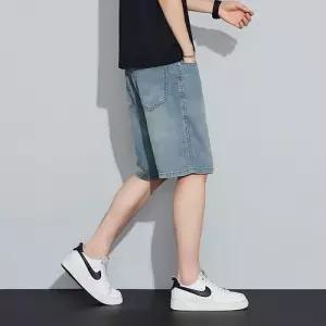 샤오원샵 남성용 하계 캐주얼 스트레이트 반바지 키작남 레이셀 청반바지 청바지 슬림핏 5부 꾹2