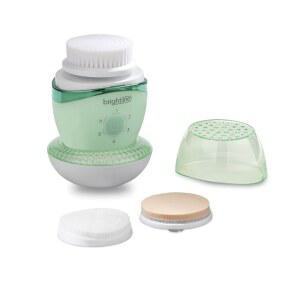 Brightline Sonic 충전식 전기 페이셜 클렌징 시스템, 스크럽 브러시 강도 얼굴 있는 3개, 헤드 6가지 각질 설정이 제거제, 그린