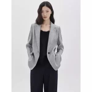 [롯데백화점]쥬크 린넨 블렌디드 잔체크 원버튼 자켓 Z262MSF102