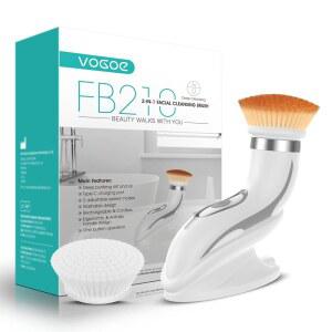 VOGOE 페이셜 클렌징 브러시-스핀 페이스 스크러버 워시 회전, 제거제 각질 제거를 및 충전식, 전기 그레이 2개, 브러시 속도 헤드 위한 브러시, 2단