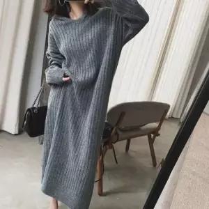 여자원피스 후드 니트 캐주얼 긴팔 롱 원피스 가을 겨울 베이직