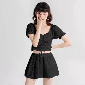 여름 레이스업 수영복 상의 팬츠 반바지 슬립 밴딩 비치웨어