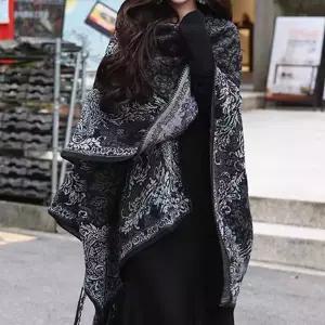 여성용 니트 케이프 목도리 니트가디건 망토 판초 루즈핏 숄