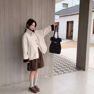 루타꽁몰 캐주얼 여성용 칼라 상의 복 코트 야구 춘추 점퍼 캔버스 잠바 HO3