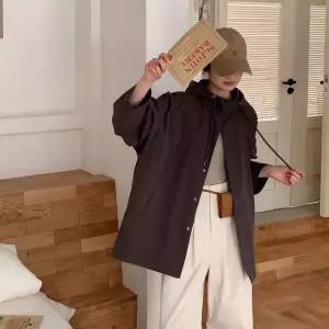 루타꽁몰 하프 여자 캐주얼 봄 가을 후드 야구 코트 잠바 HO3