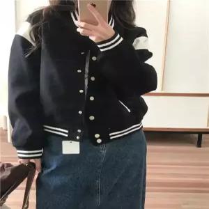 루타꽁몰 여사친 춘추 캐주얼 야구 잠바 이른 배색 반팔 점퍼 HO2