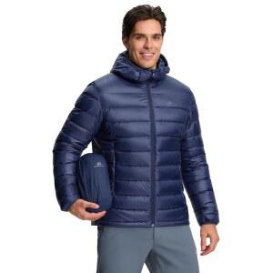 파이오니어 캠프 남성용 경량 다운 패딩 재킷과 프리멀로프트 후드 패커블 따뜻한 재킷 방수 겨울 코트